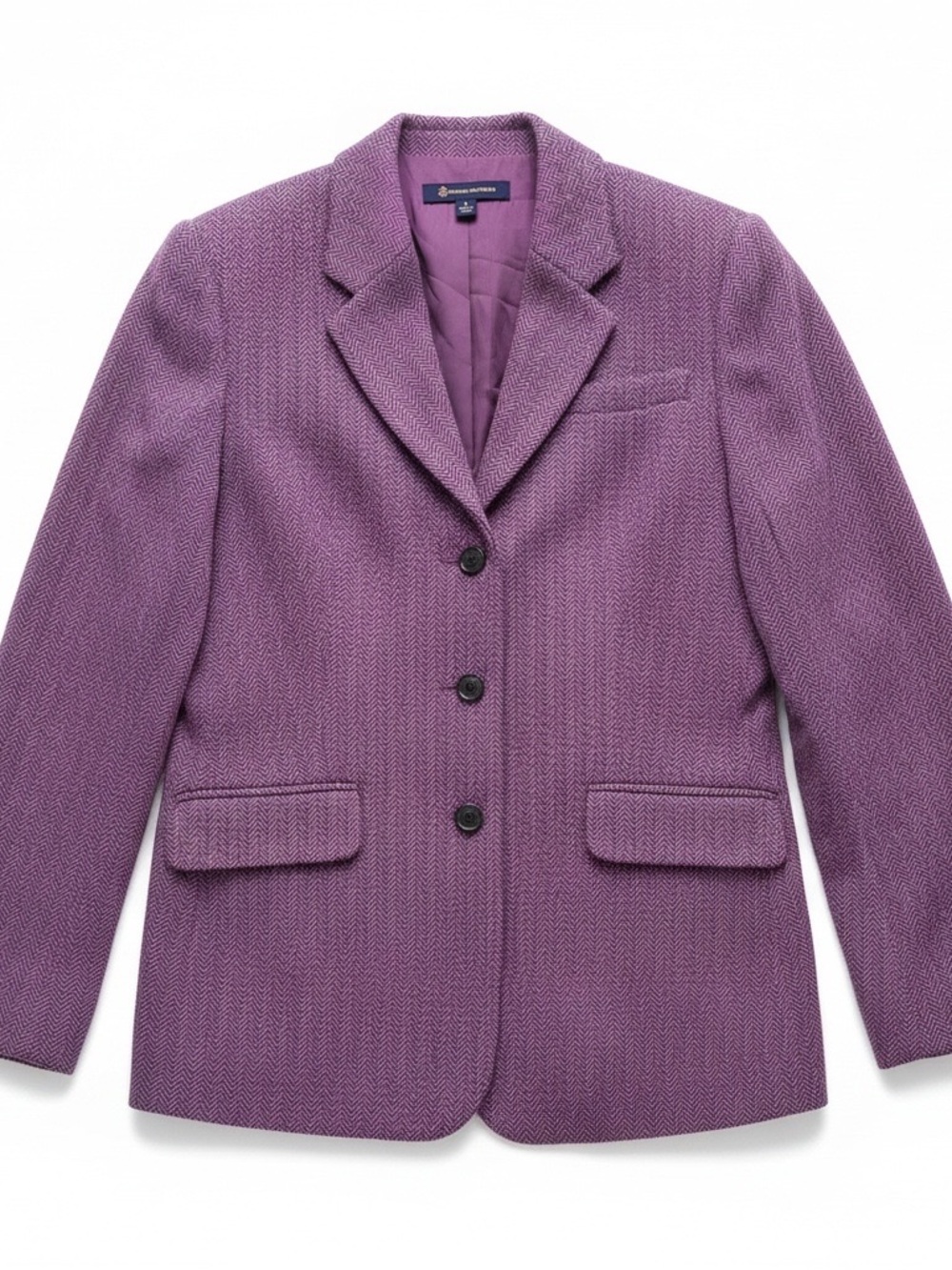 Brooks Brothers Classic Purple Herringbone Wool Blazer
